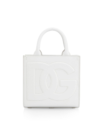 Shop Dolce & Gabbana Women's Small Dg Daily Leather Top-handle Bag In Bianco Ottico