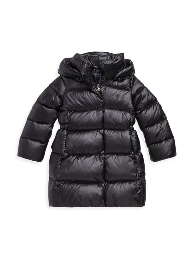 Shop Polo Ralph Lauren Little Girl's Momentum Water-resistant Down Coat In Polo Black