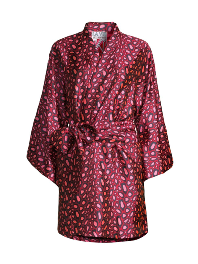 Shop La Vie Style House Women's Leopard-printed Wrap Minidress In Pink Red