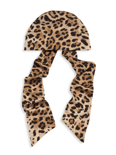 Shop Eugenia Kim Women's Gigi Leopard Headscarf In Camel Black