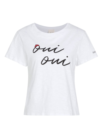 Shop Cinq À Sept Women's Shrunken Oui Oui T-shirt In White Black