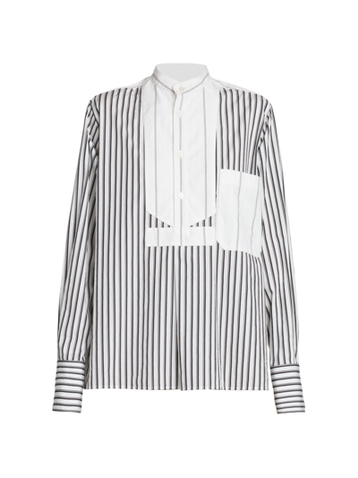 Shop Plan C Women's Striped Oversized Cotton Shirt In Black White