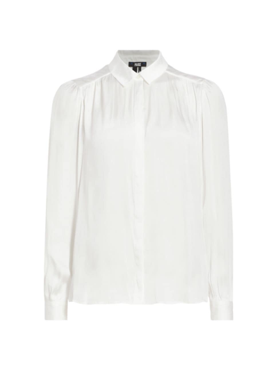 Shop Paige Women's Maryanne Satin Shirt In White