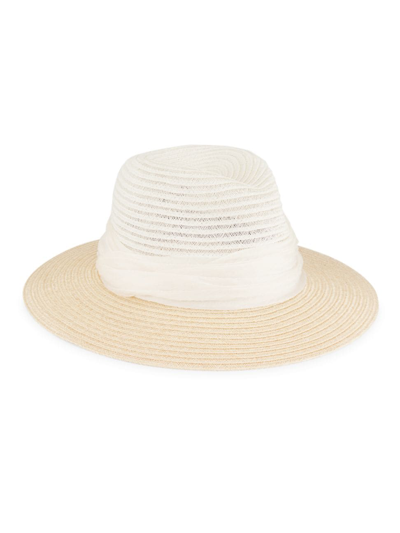 Shop Eugenia Kim Women's Courtney Vented Colorblocked Hemp Fedora In Ivory Natural
