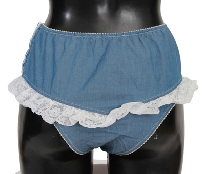 Shop Ermanno Scervino Cotton Lace Slip Bottom Women's Underwear In Blue