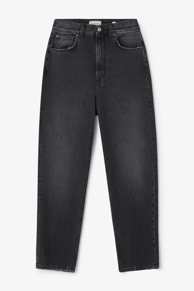 Shop House Of Dagmar Tapered Leg Denim In Dark Grey