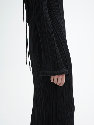 House Of Dagmar Open Back Knit Dress In Metallic Black