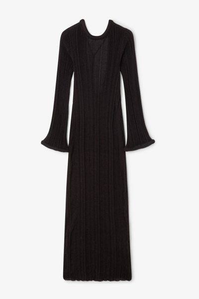 House Of Dagmar Open Back Knit Dress In Metallic Black