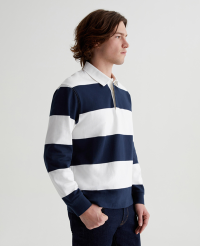 Shop Ag Jeans Wade Rugby Shirt In Ocean Storm/white