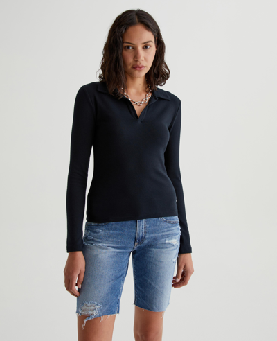 Shop Ag Jeans Gia Long Sleeve Johnny Collar In True Black