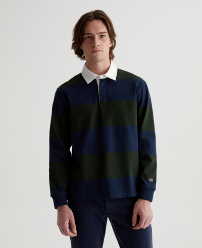 Shop Ag Jeans Wade Rugby Shirt In Deep Forest/ocean Storm