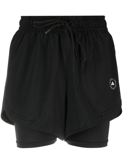 Shop Adidas By Stella Mccartney Truepurpose Layered Track Shorts In Black