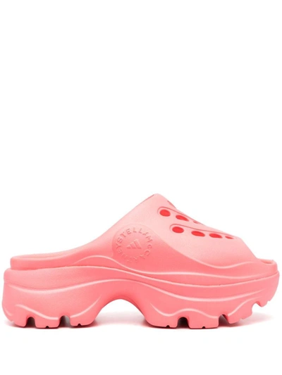Shop Adidas By Stella Mccartney 55mm Logo-embossed Clogs In Pink