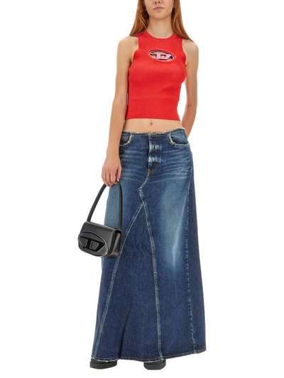 Shop Diesel Denim Skirt In Blue