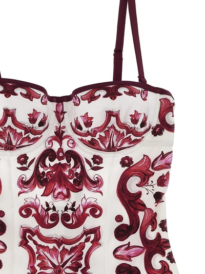 Shop Dolce & Gabbana 'maiolica' One-piece Swimsuit In Fuchsia