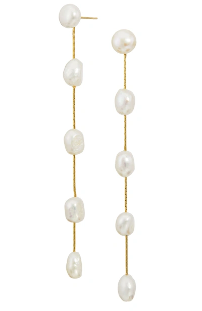 Savvy Cie Jewels Gold Over Sterling Freshwater Pearl Earrings In Yellow