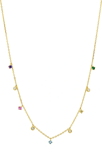 Savvy Cie Jewels 18k Gold Over Sterling Silver Multi Color Single Layer Necklace In Yellow