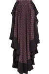 LANVIN Asymmetric ruffled printed silk maxi skirt