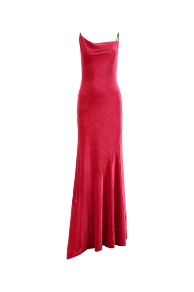 Philosophy Di Lorenzo Serafini Long Draped Velvet Dress With Asymmetric Neckline In 0214