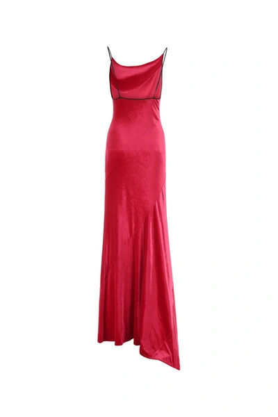 Philosophy Di Lorenzo Serafini Long Draped Velvet Dress With Asymmetric Neckline In 0214