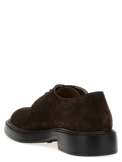 Shop Tod's Suede Lace Up Shoes In Brown