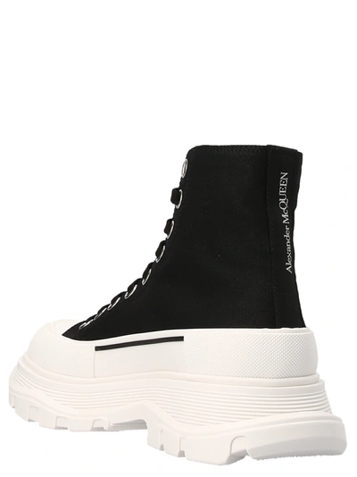 Shop Alexander Mcqueen Logo Canvas Sneakers Boots, Ankle Boots White/black