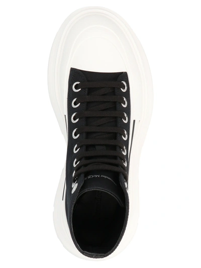 Shop Alexander Mcqueen Logo Canvas Sneakers Boots, Ankle Boots White/black