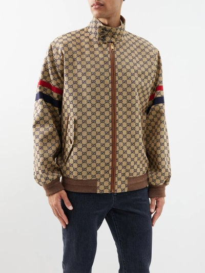 Gucci Gg-jacquard Cotton-blend Jacket In Brown | ModeSens