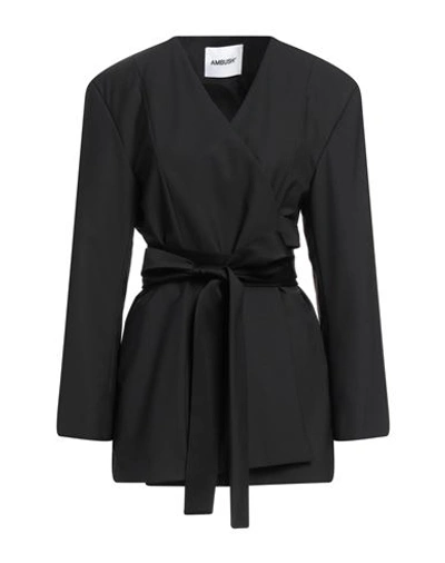 Shop Ambush Woman Blazer Black Size 2 Polyester, Virgin Wool, Elastane, Acetate, Viscose