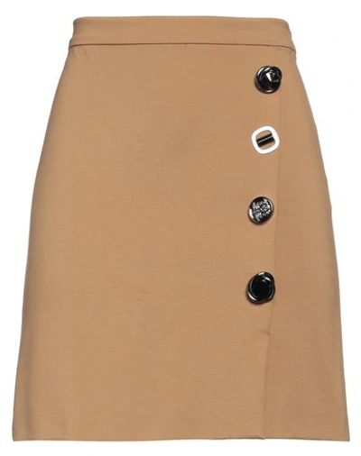 Shop Pinko Woman Mini Skirt Camel Size 4 Viscose, Polyamide, Elastane In Beige