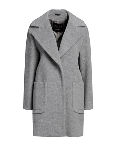 Shop Cinzia Rocca Woman Coat Grey Size 12 Virgin Wool, Alpaca Wool, Polyamide