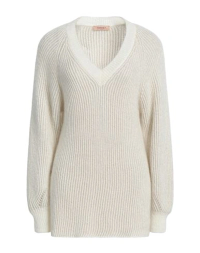 Shop Twinset Woman Sweater Cream Size Xs Viscose, Polyamide, Mohair Wool, Polyester, Wool In White