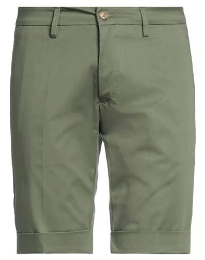 Shop Bulgarini Man Shorts & Bermuda Shorts Military Green Size 30 Cotton