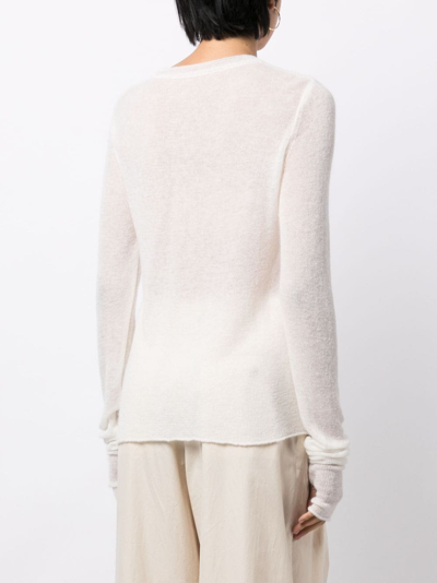 Shop Low Classic Semi-sheer Fine-knit Jumper In 白色