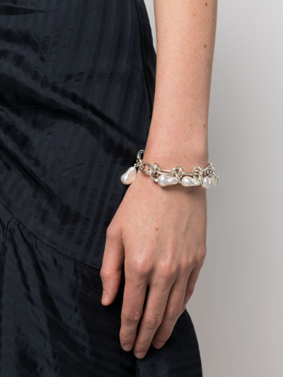 Shop Isabel Marant Rain Drop Pearl-embellished Bracelet In 白色