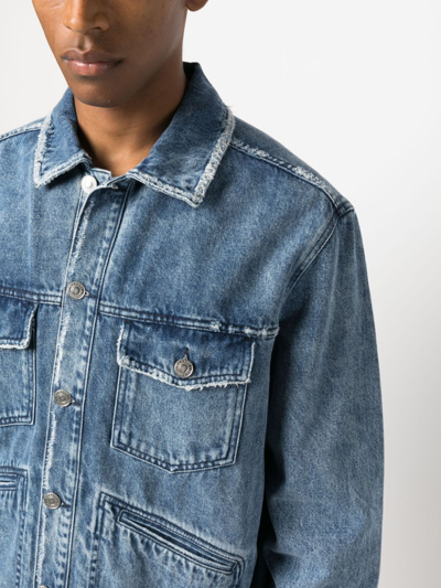 Isabel Marant Blue Jango Logo-embroidered Denim Jacket In 蓝色