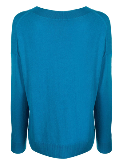 Shop Chinti & Parker Long-sleeve Fine-knit Sweater In Blue