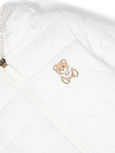 Shop Moschino Teddy Bear Padded Jacket In 白色