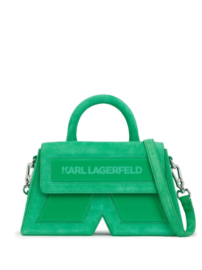 Shop Karl Lagerfeld Ikon/k Suede Crossbody Bag In Green