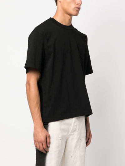 Shop Sacai Side-slits Cotton T-shirt In 黑色