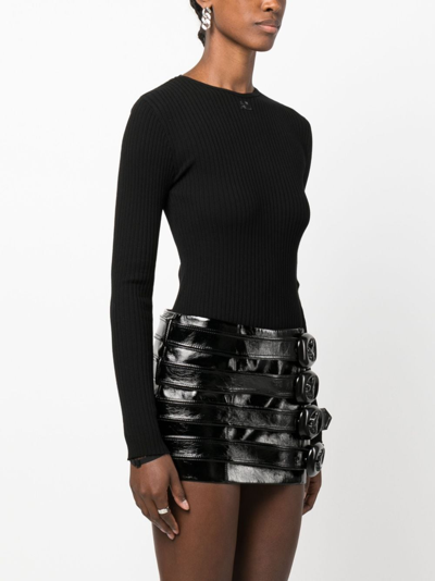 Courrèges Lingerie Strap Rib Knit Sweater In 黑色