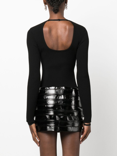 Courrèges Lingerie Strap Rib Knit Sweater In 黑色