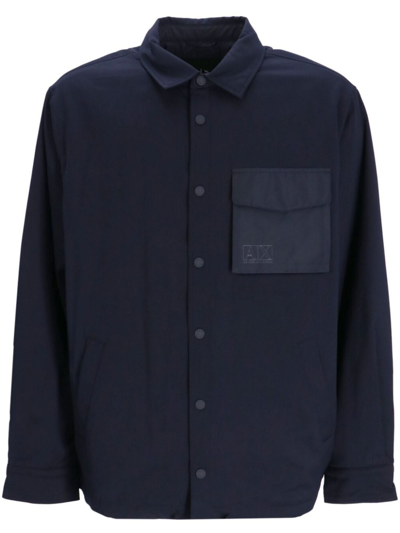 Shop Armani Exchange Chest-pocket Long-sleeve Shirt Jacket In 蓝色