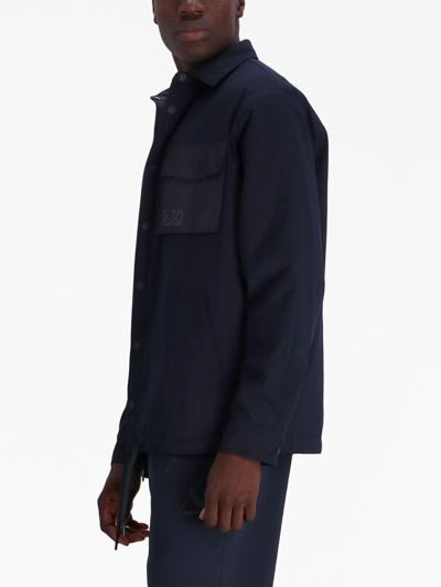 Shop Armani Exchange Chest-pocket Long-sleeve Shirt Jacket In 蓝色
