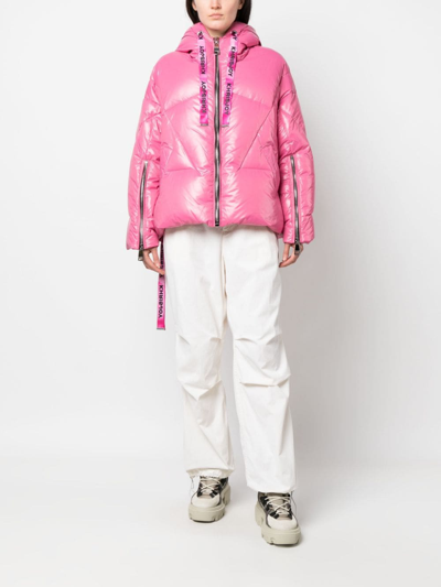 Shop Khrisjoy Khris Iconic Hooded Padded Jacket In 粉色