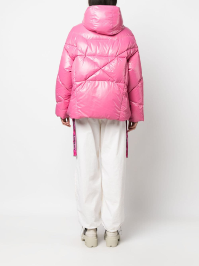 Shop Khrisjoy Khris Iconic Hooded Padded Jacket In 粉色