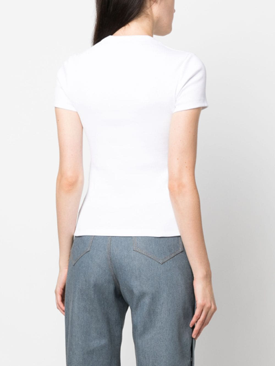 Shop Off-white Logo-print Cotton-blend T-shirt In 白色