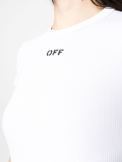 Shop Off-white Logo-print Cotton-blend T-shirt In 白色