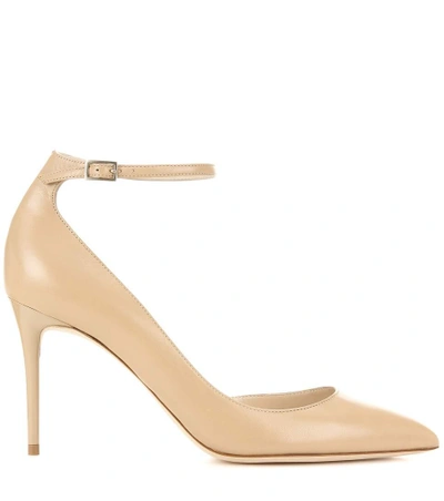 Shop Jimmy Choo Lucy 85 Leather Pumps In Eude