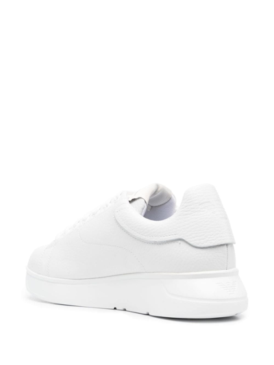 Shop Emporio Armani Leather Low-top Sneakers In 白色
